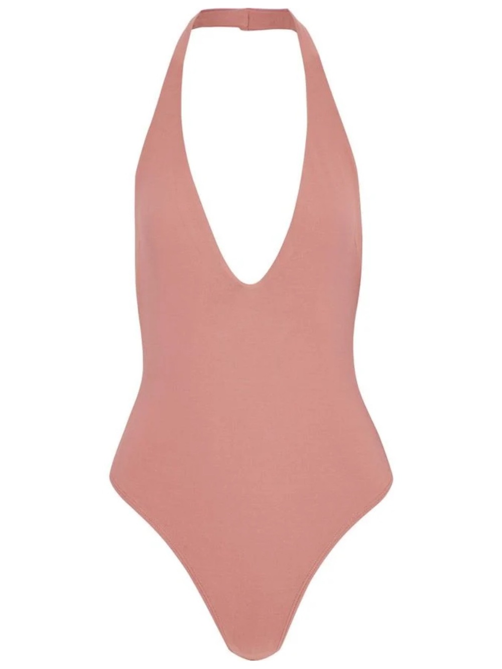 ALIX NYC Halter Plunge Bodysuit in Dusty Rose